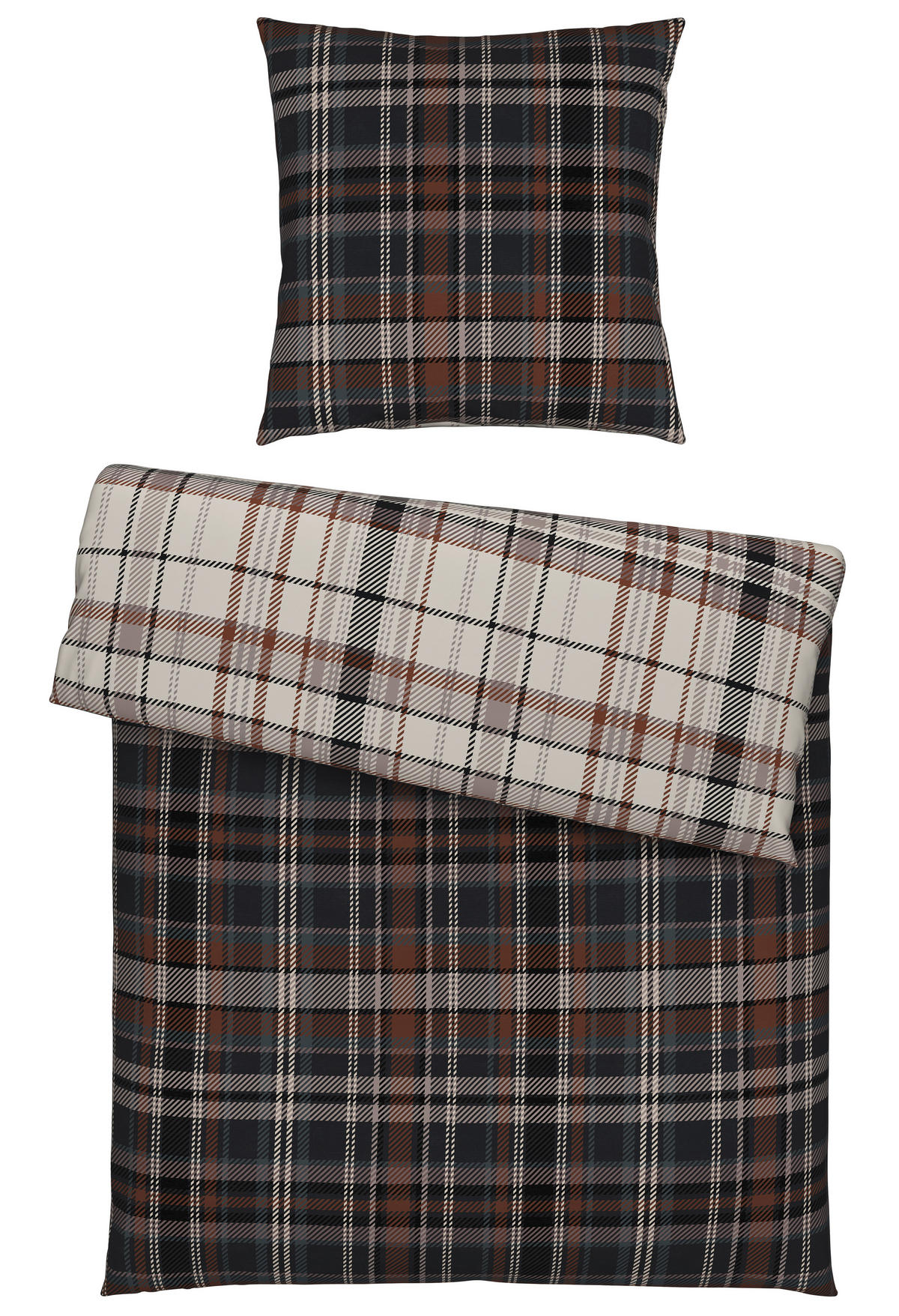 WENDEBETTWÄSCHE Flanell 135/200 cm  - Braun, Textil (135/200cm) - Novel