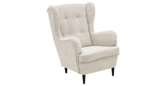 OHRENSESSEL in Webstoff Creme, Schwarz  - Creme/Schwarz, Basics, Holz/Textil (78cm) - Carryhome