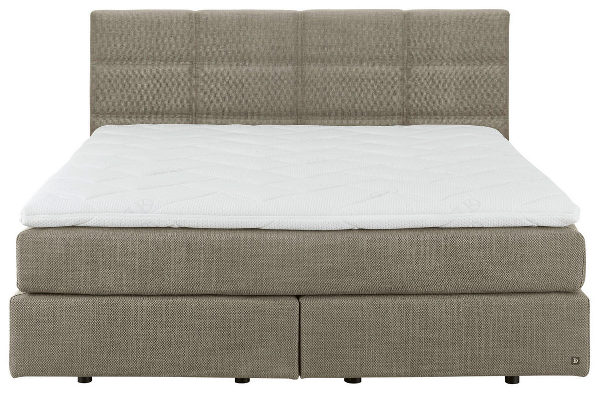 BOXSPRINGBETT 160/200 cm,  in Greige, Topper, Matratzen, H2 + H2 = mittel  - Greige/Schwarz, Design, Kunststoff/Textil (160/200cm) - Dieter Knoll