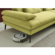 ECKSOFA  in Chenille, Flachgewebe Hellgrün Rücken echt  284/180 cm  - Schwarz/Hellgrün, Design, Textil/Metall (284/180cm) - Dieter Knoll