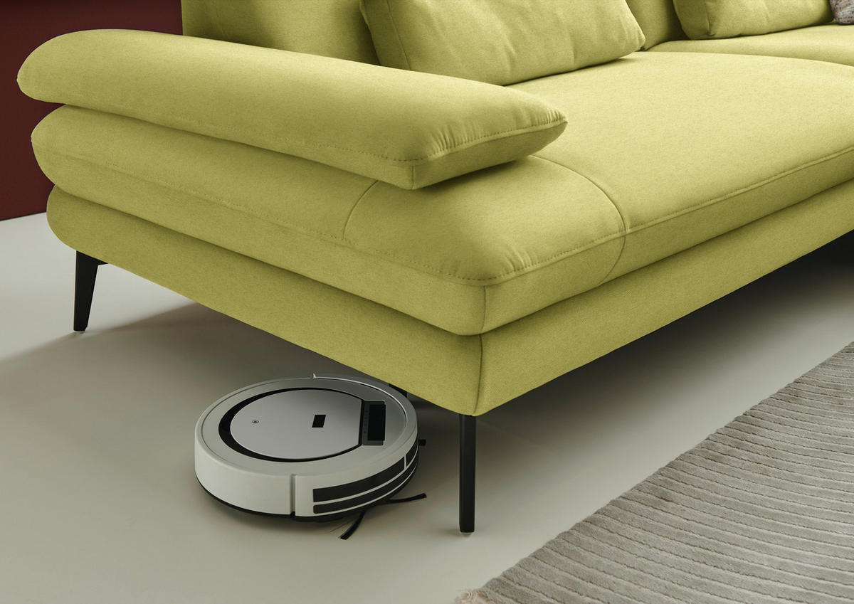 ECKSOFA  in Chenille, Flachgewebe Hellgrün  284/180 cm  - Schwarz/Hellgrün, Design, Textil/Metall (284/180cm) - Dieter Knoll