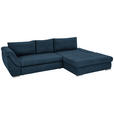 ECKSOFA Dunkelblau Flachgewebe  - Silberfarben/Dunkelblau, Design, Textil/Metall (306/174cm) - Carryhome