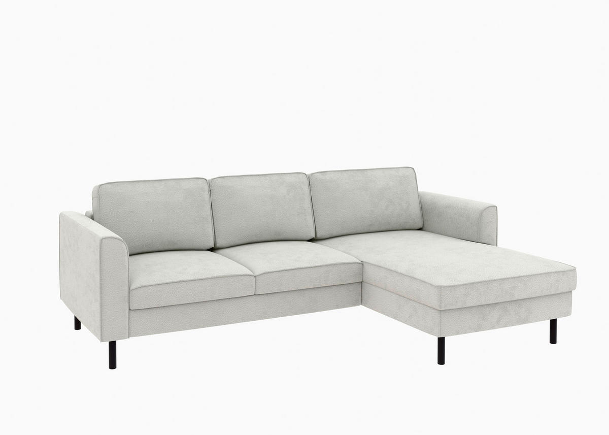 ECKSOFA Struktur Weiss  - Weiss/Schwarz, Modern, Textil/Metall (232/161cm) - Trendmanufaktur