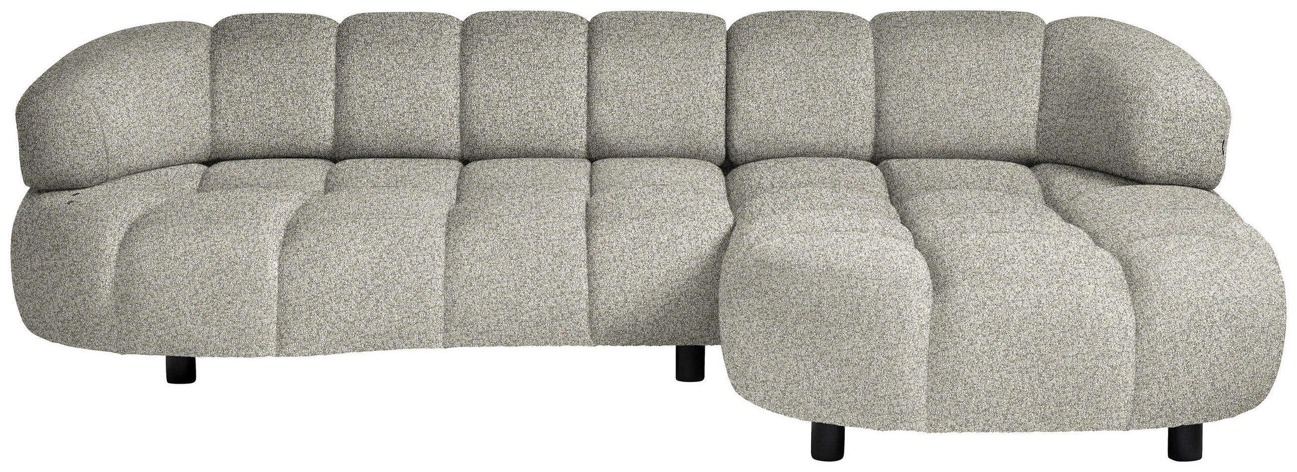 ECKSOFA Hellgrau Webstoff  - Hellgrau/Schwarz, Design, Holz/Textil (284/183cm) - Welnova
