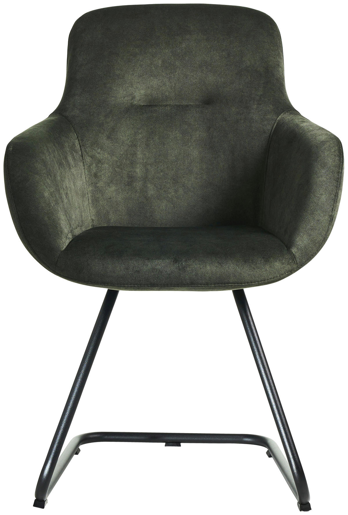 ARMLEHNSTUHL  in Edelstahl Velours  - Waldgrün/Schwarz, Basics, Textil/Metall (62/89/61cm) - Celina Home