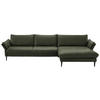 ECKSOFA in Echtleder Dunkelgrün  - Dunkelgrün/Schwarz, Design, Leder/Metall (334/172cm) - Hukla