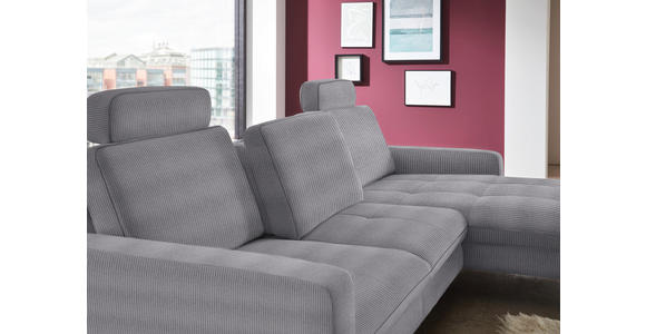 ECKSOFA Anthrazit Cord Rücken echt  - Anthrazit/Schwarz, Design, Textil/Metall (302/178cm) - Carryhome