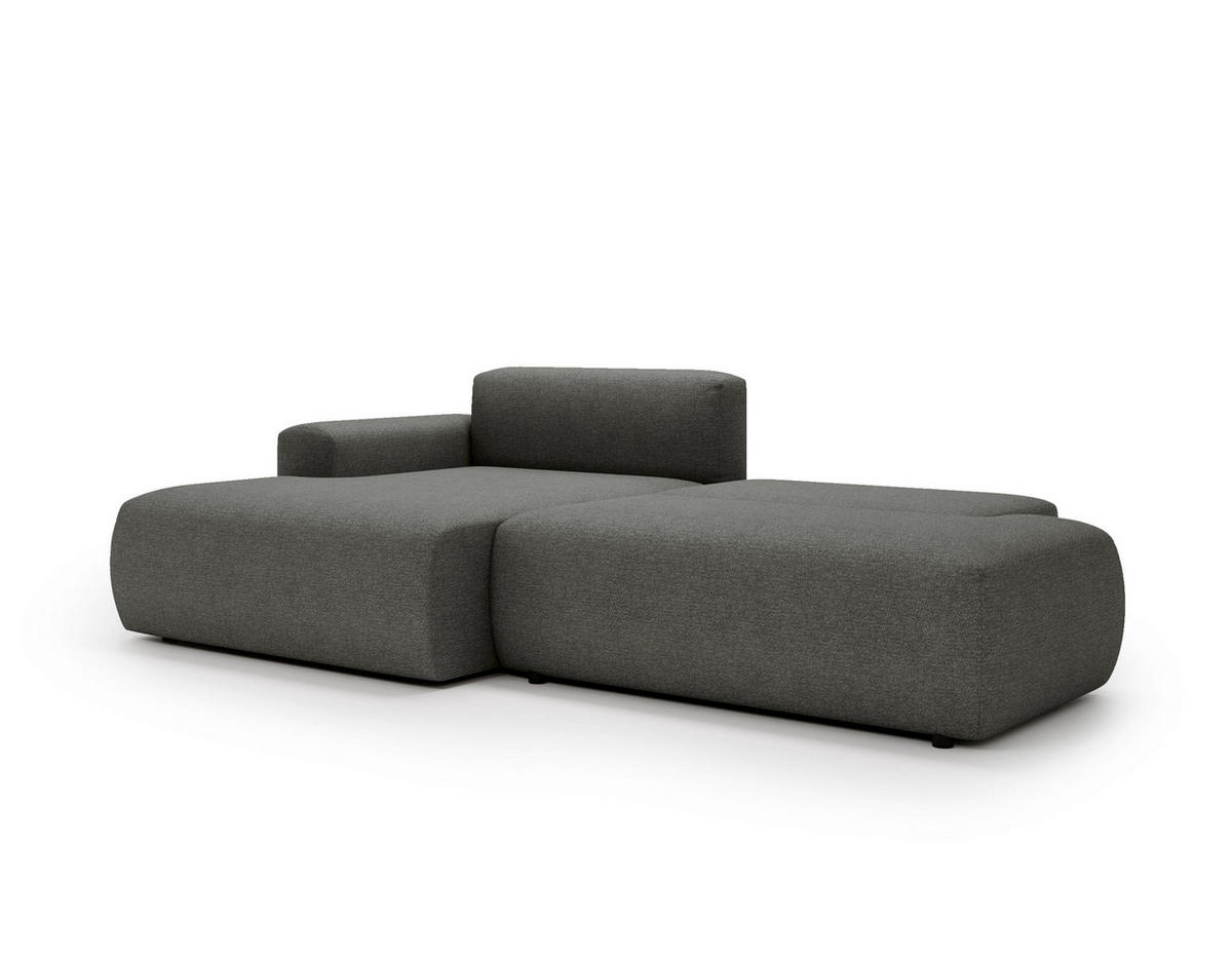 ECKSOFA REVE in Chenille Grau  160/284 cm  - Schwarz/Grau, Design, Kunststoff/Textil (160/284cm) - Livetastic