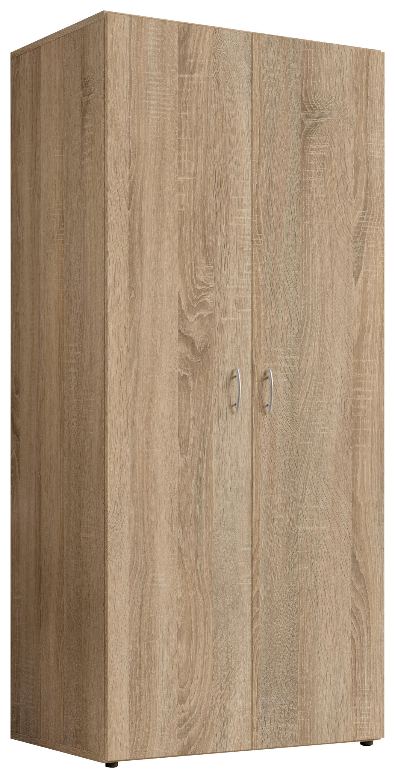 GARDEROB MED GÅNGJÄRNSDÖRRAR 81/177/51 cm Sonoma ek - Sonoma ek/aluminiumfärg, Klassisk, trämaterial/plast (81/177/51cm) - Milino