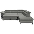 ECKSOFA Grau Mikrovelours  - Schwarz/Grau, KONVENTIONELL, Kunststoff/Textil (271/231cm) - Carryhome