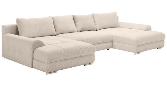 WOHNLANDSCHAFT  in Cord Beige  - Chromfarben/Beige, KONVENTIONELL, Kunststoff/Textil (180/376/180cm) - Carryhome
