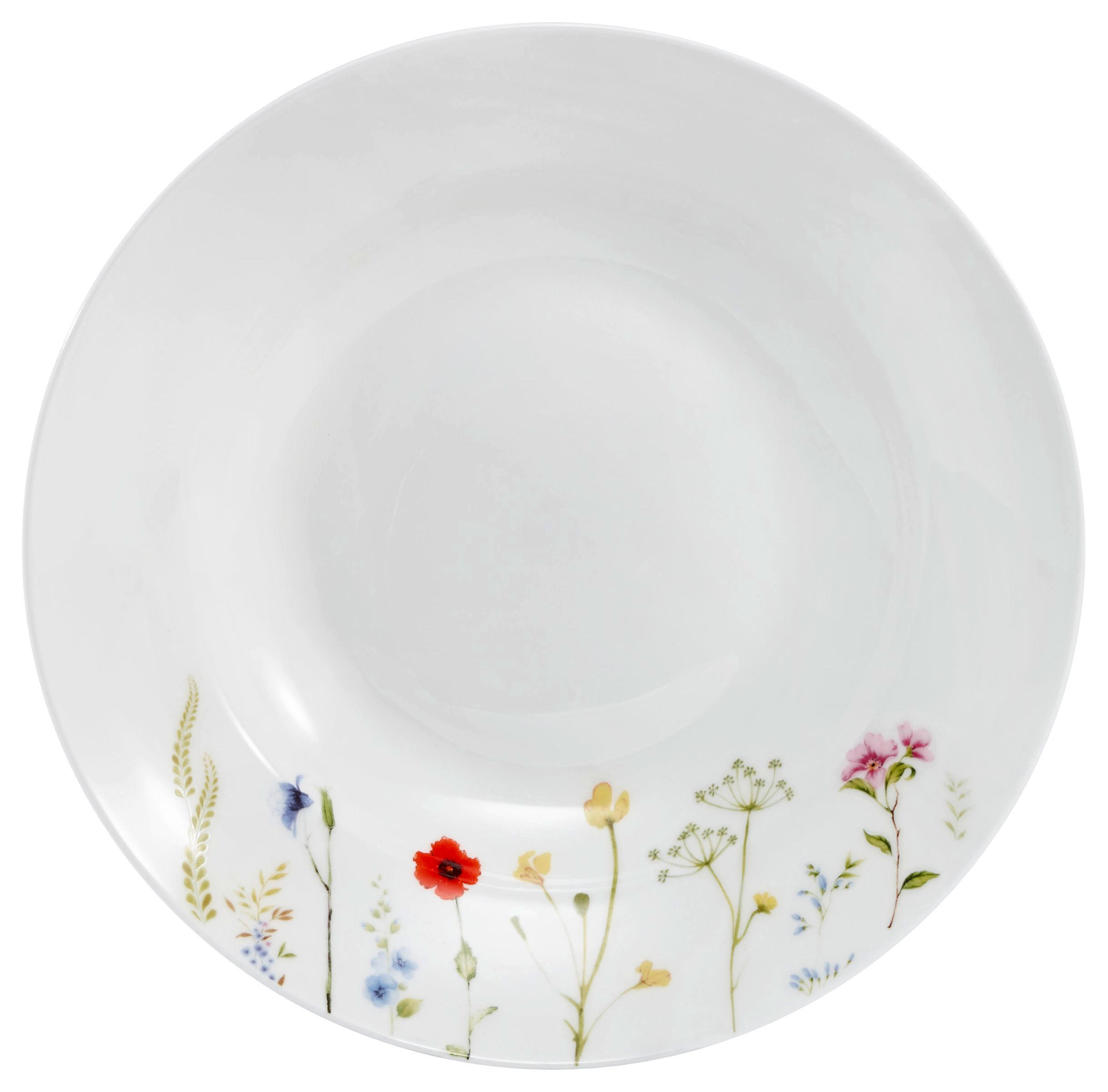 SUPPENTELLER Wildflower 22,5 cm   - Multicolor/Weiß, Basics, Keramik (22,5cm) - Novel