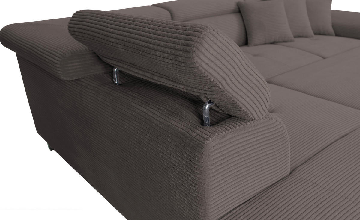 ECKSOFA in Cord Anthrazit  - Anthrazit/Silberfarben, Design, Textil/Metall (226/257cm) - Xora