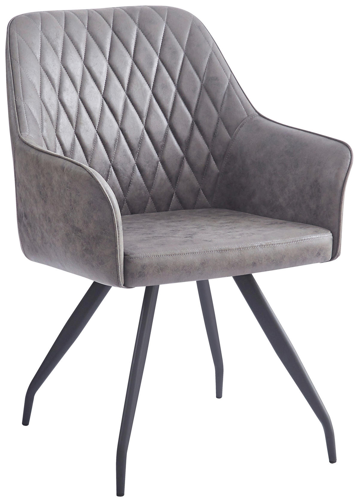 ŽIDLE S PODRUČKAMI, vzhled kůže, tmavě šedá - šedá/tmavě šedá, Moderní, kov/textil (60/86,5/63,5cm) - MID.YOU