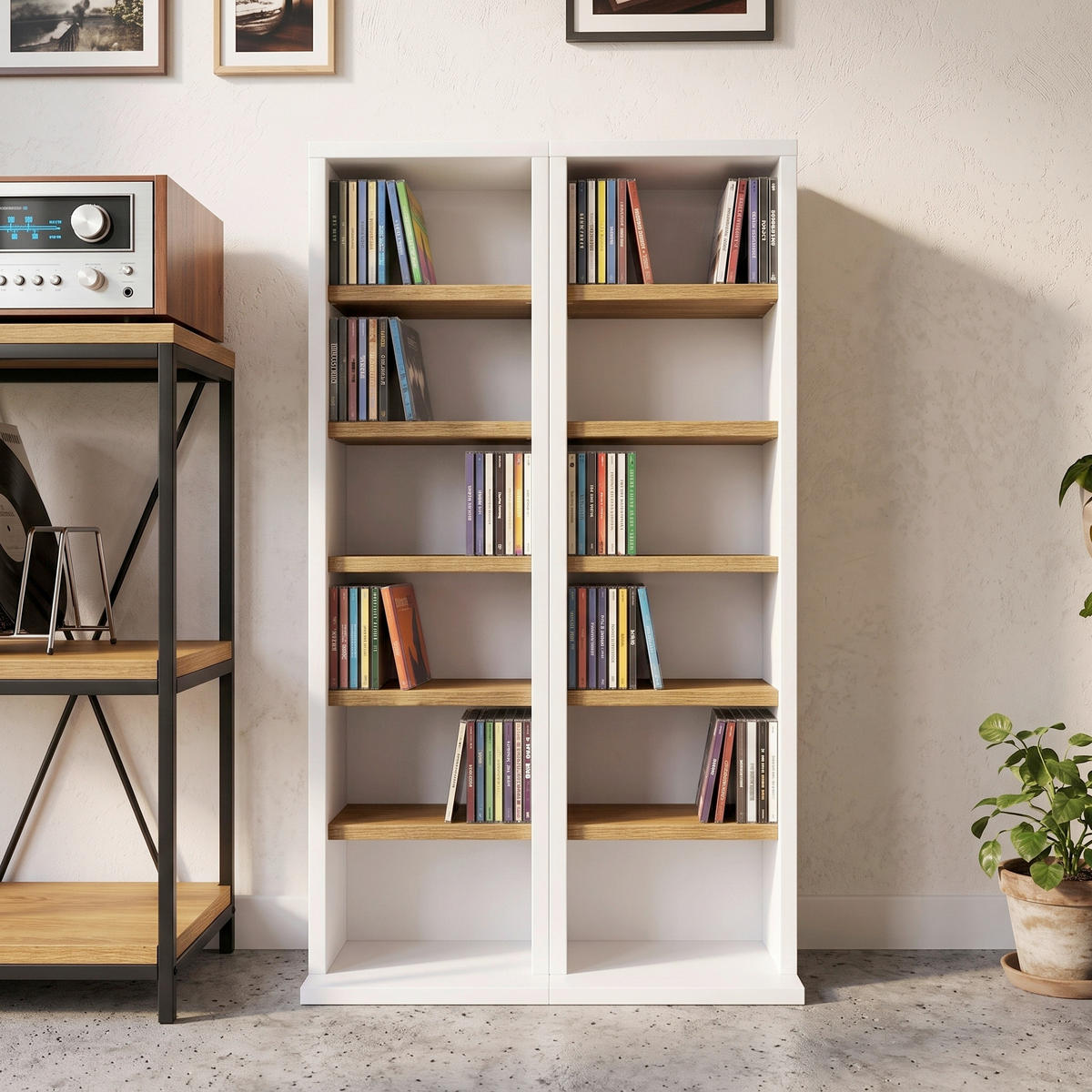 CD-REGAL - Honigeiche/Weiss, Design, Holzwerkstoff (42/91,8/20cm) - MID.YOU