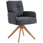ARMLEHNSTUHL  Stoffauswahl, Typenauswahl, Sitzfläche 360° drehbar, Gestellauswahl, automatische Rückholfunktion Webstoff  - Eichefarben/Anthrazit, Design, Holz/Textil (60,5/88/67cm) - Novel