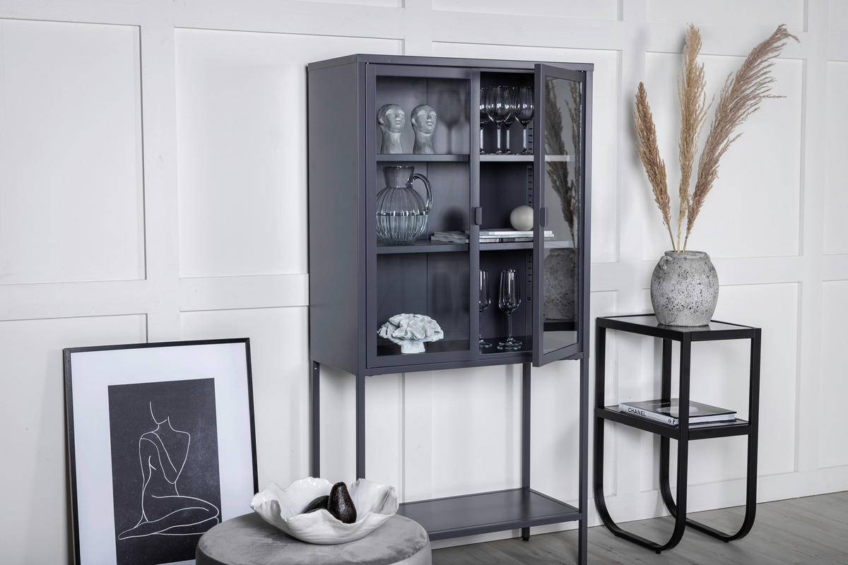 VITRINE  in Grau  - Grau, Design, Metall (75/150/35cm) - Livetastic