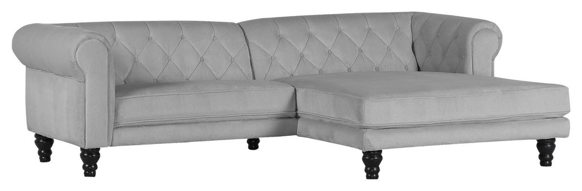 HÖRNSOFFA i plysch grå  - grå/mörkbrun, Design, trä/textil (260/160cm) - MID.YOU