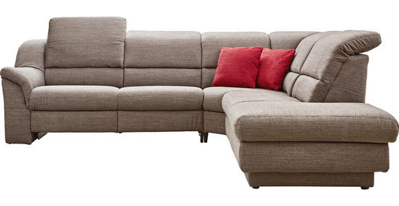WOHNLANDSCHAFT in Textil Braun - Chromfarben/Braun, KONVENTIONELL, Kunststoff/Textil (275/245cm) - Cantus