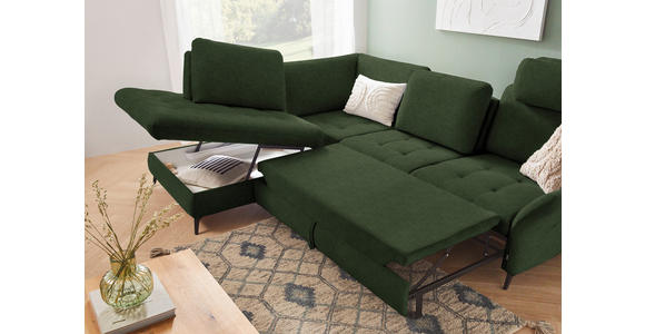 ECKSOFA in Flachgewebe Olivgrün  233/288 cm  - Schwarz/Olivgrün, Natur, Textil/Metall (233/288cm) - Valnatura