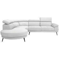 ECKSOFA Weiß Velours  - Schwarz/Weiß, Design, Textil/Metall (264/299cm) - Novel