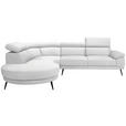 ECKSOFA Weiß Velours  - Schwarz/Weiß, Design, Textil/Metall (264/299cm) - Novel