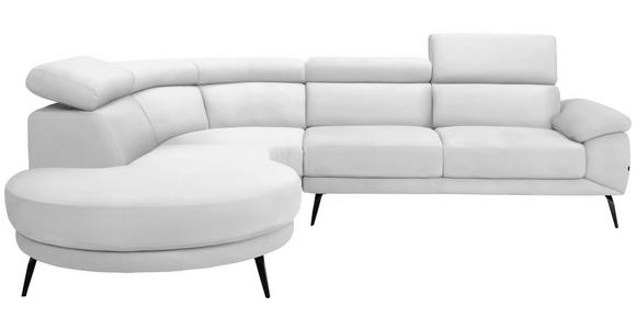 ECKSOFA Weiß Velours  - Schwarz/Weiß, Design, Textil/Metall (264/299cm) - Novel