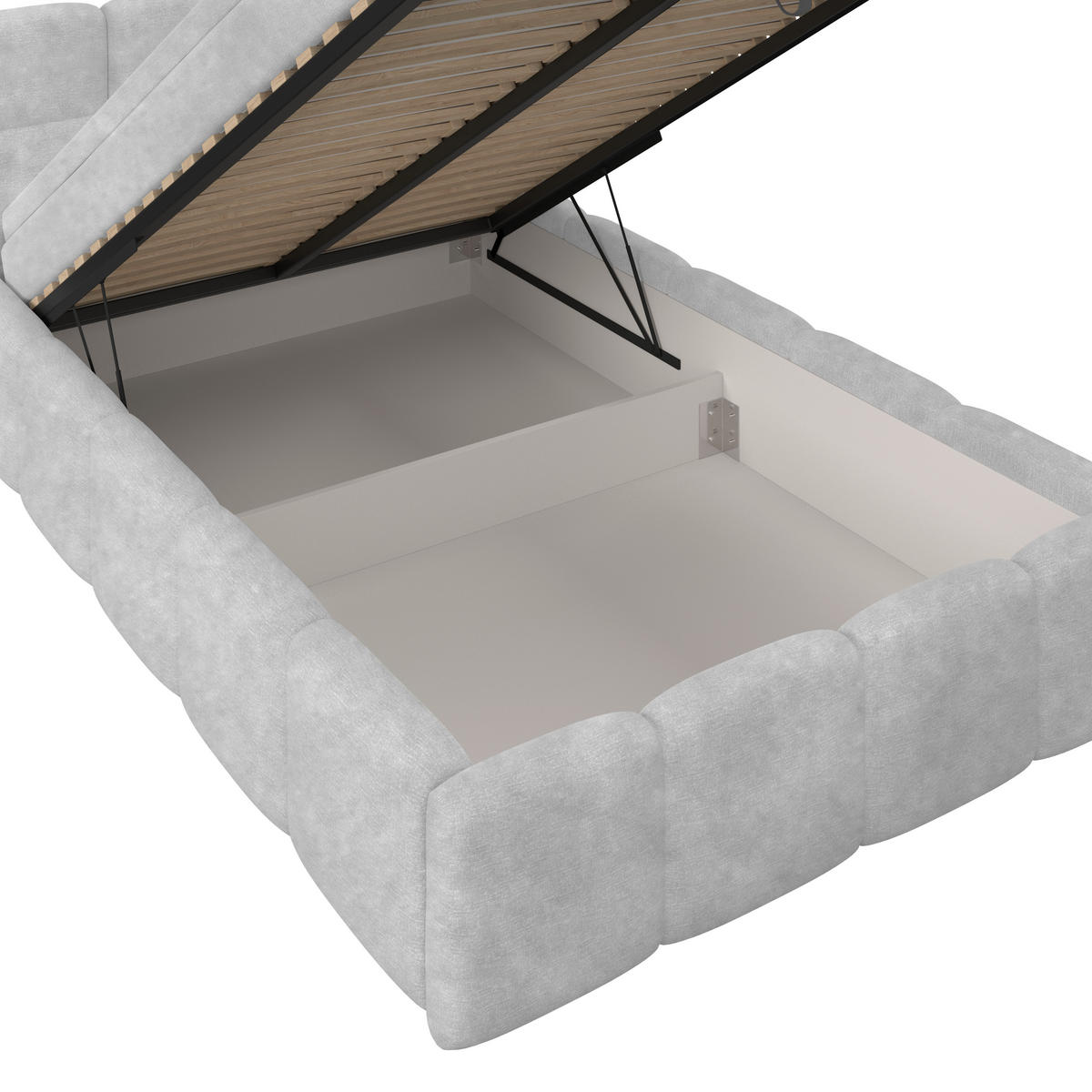 POLSTERBETT 120/200 cm,  in Hellgrau, Matratze, Bettkasten, H3 = fest  - Hellgrau/Schwarz, Trend, Kunststoff/Textil (120/200cm)