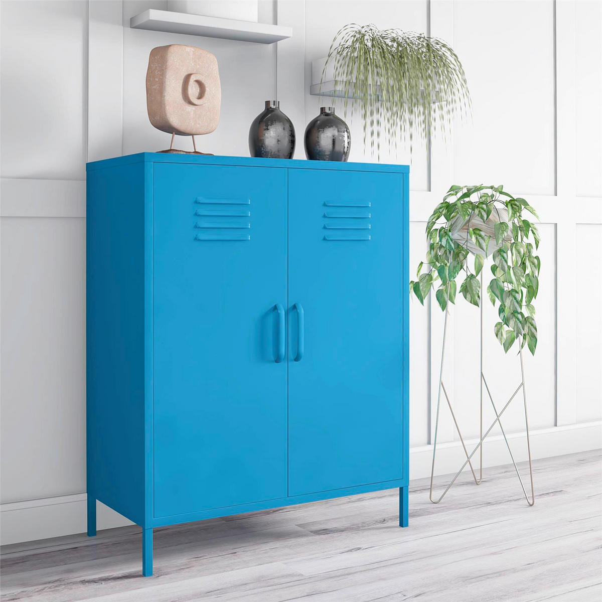 HIGHBOARD Cache  in 80/101/40 cm  - Blau, Design, Metall (80/101/40cm) - MID.YOU