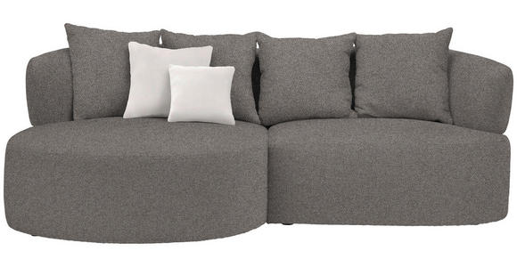ECKSOFA  in Plüsch Graphitfarben  166/235 cm  - Creme/Schwarz, MODERN, Kunststoff/Textil (166/235cm) - Hom`in