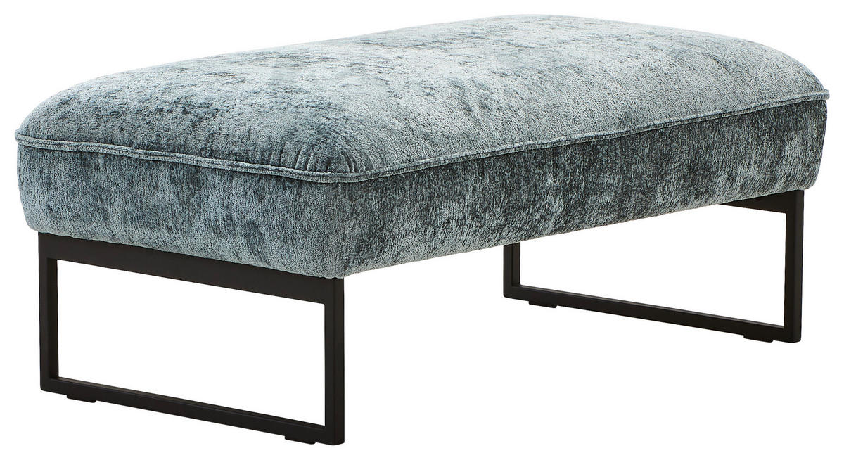 HOCKERBANK in Textil Graublau  - Graublau/Anthrazit, Design, Textil/Metall (108/46/64cm) - Joop!