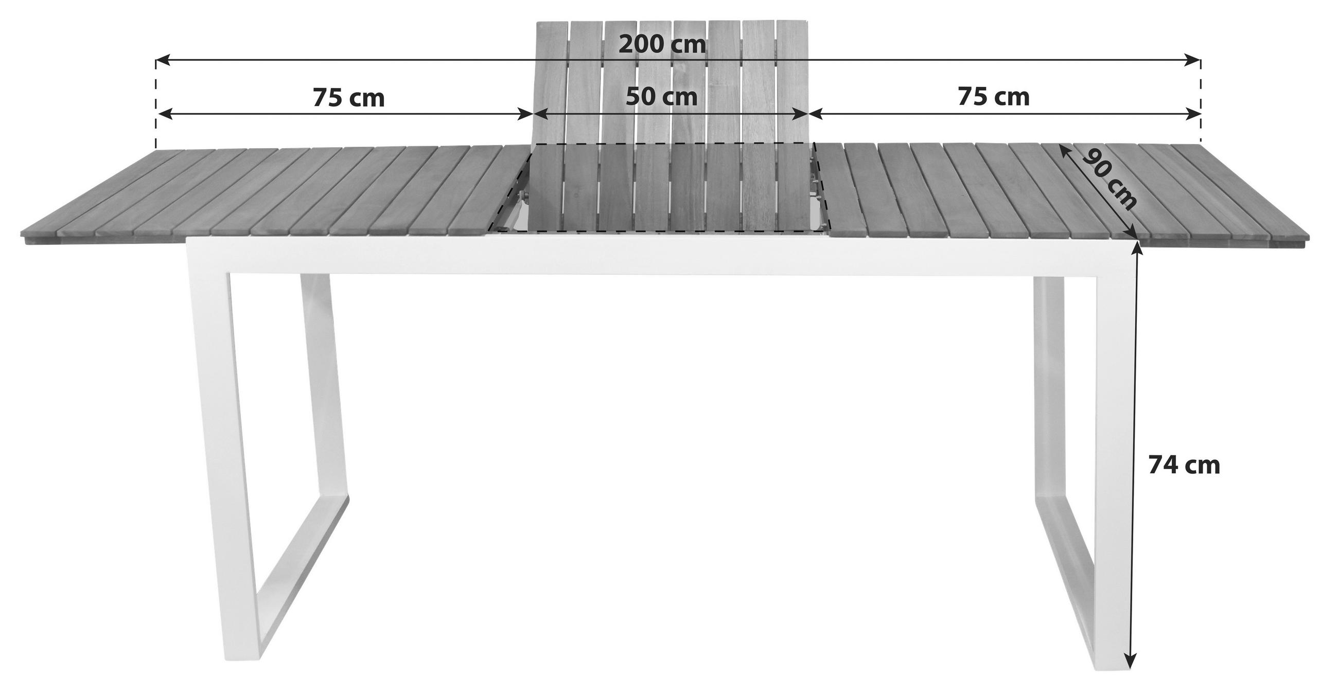 GARTENTISCH 150-200/90/74 cm  - Naturfarben/Weiß, MODERN, Holz/Metall (150-200/90/74cm) - Gardenson
