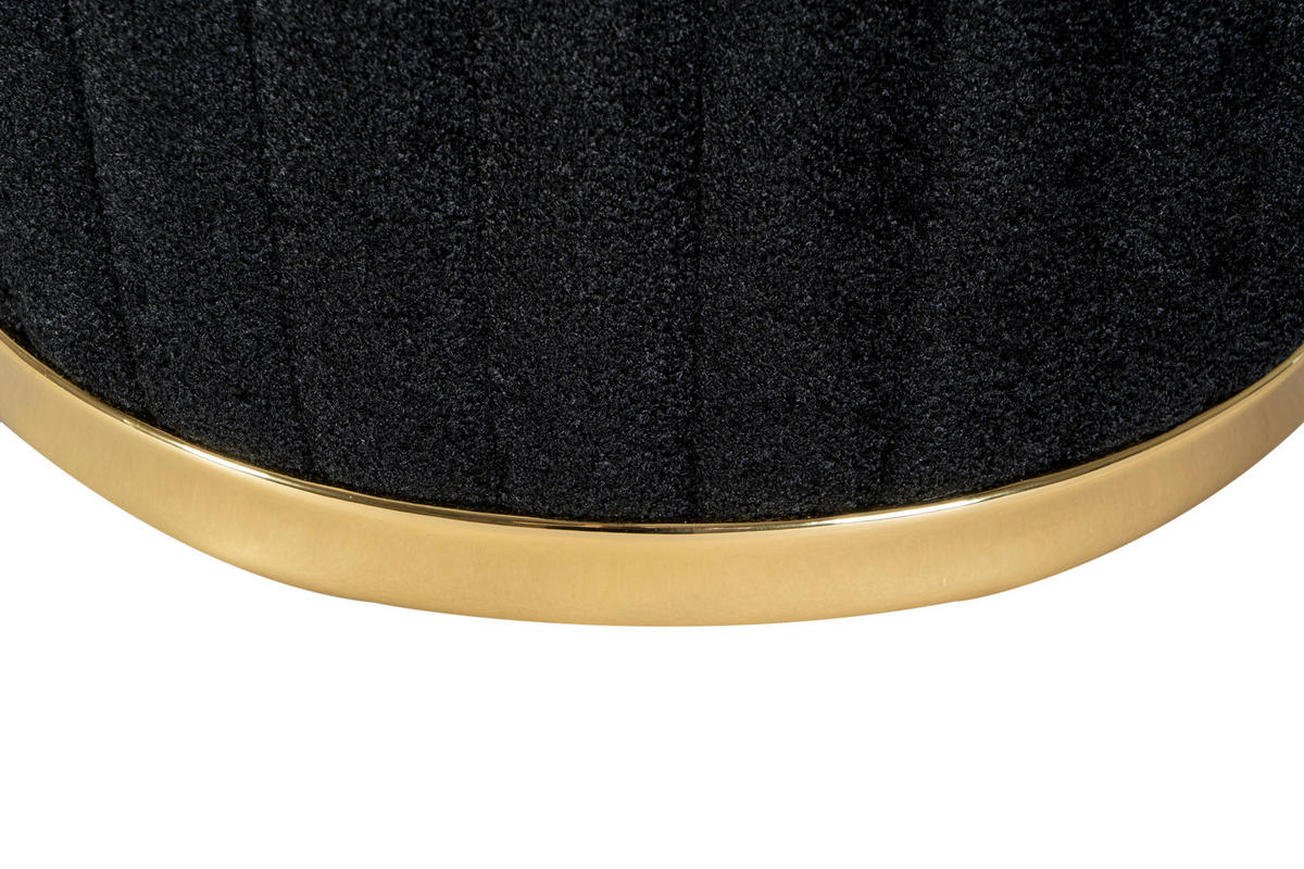 HOCKER Struktur Schwarz, Goldfarben  - Goldfarben/Schwarz, Design, Textil/Metall (43/46cm) - Kayoom