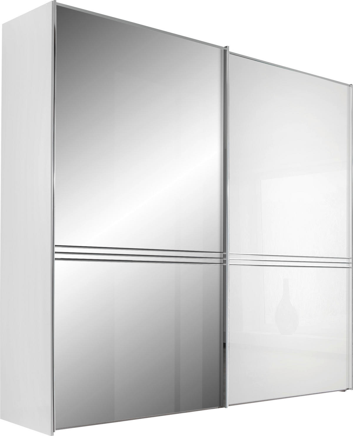 SCHWEBETÜRENSCHRANK 2-türig Weiß  - Chromfarben/Weiß, Design, Glas/Holzwerkstoff (188/222/68cm) - Moderano