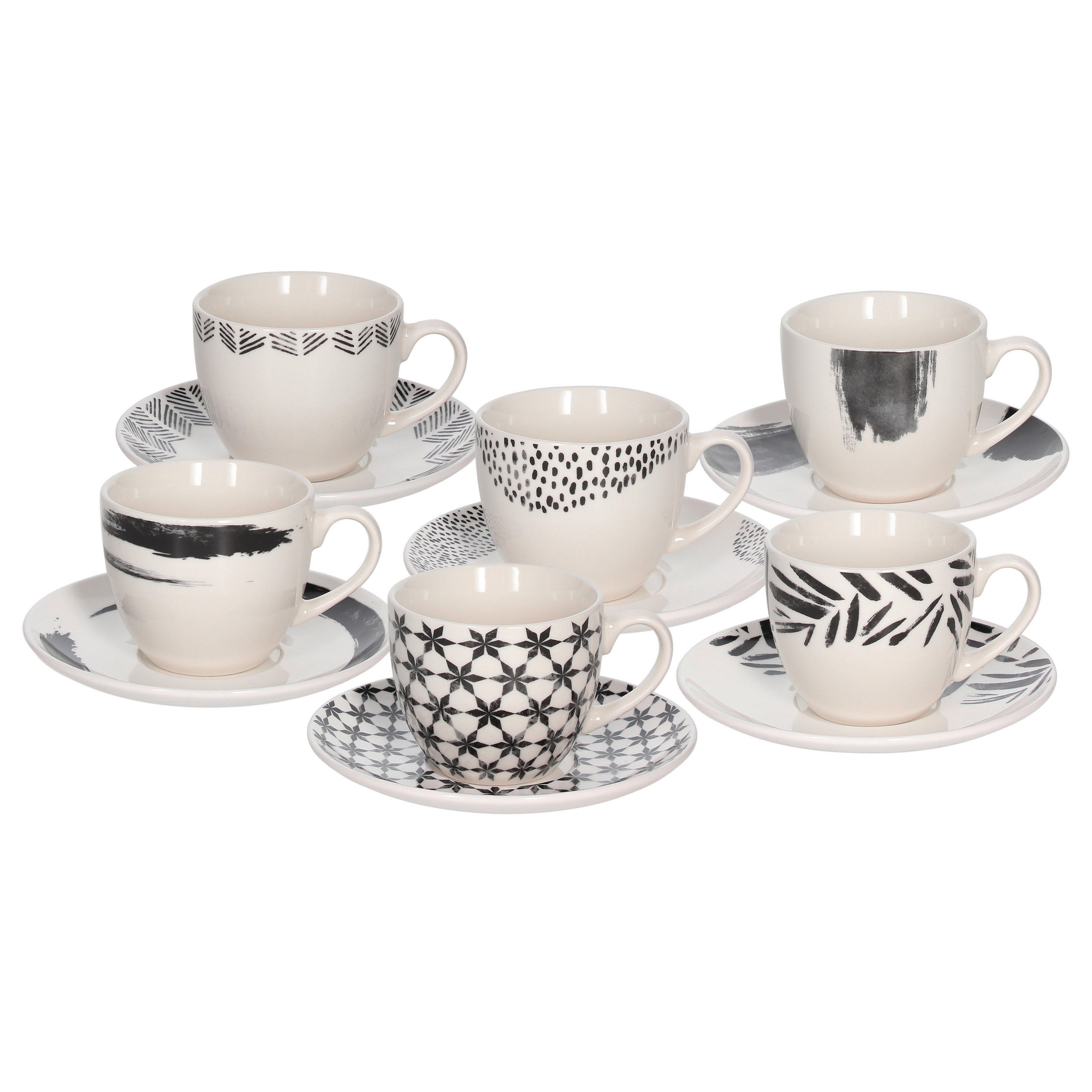 SET ZA ČAJ  IRIS ZENITH       - črna/bela, Basics, keramika (36/17.5/9cm) - Tognana