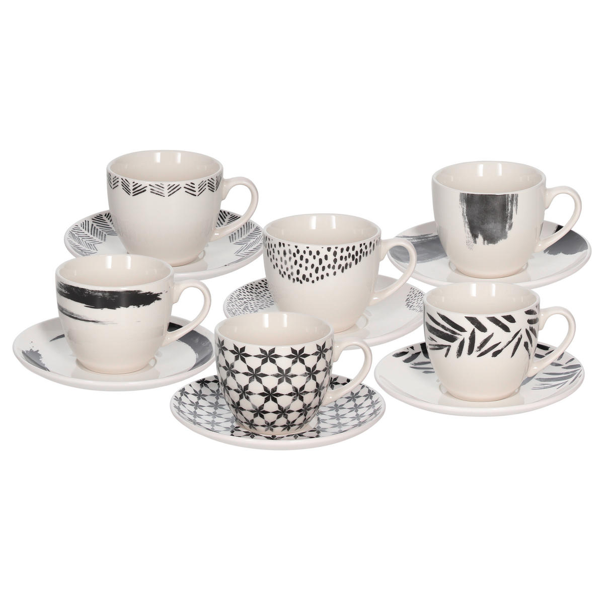 SET ZA ČAJ  IRIS ZENITH       - črna/bela, Basics, keramika (36/17.5/9cm) - Tognana