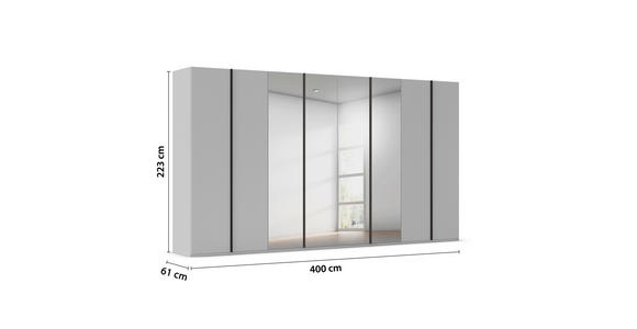 DREHTÜRENSCHRANK 400/223/61 cm,  in Weiß, 8-türig  - Graphitfarben/Weiß, Basics, Glas/Holzwerkstoff (400/223/61cm) - Novel