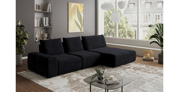 ECKSOFA in Velours Anthrazit  - Anthrazit/Schwarz, Design, Kunststoff/Textil (342/174cm) - Xora