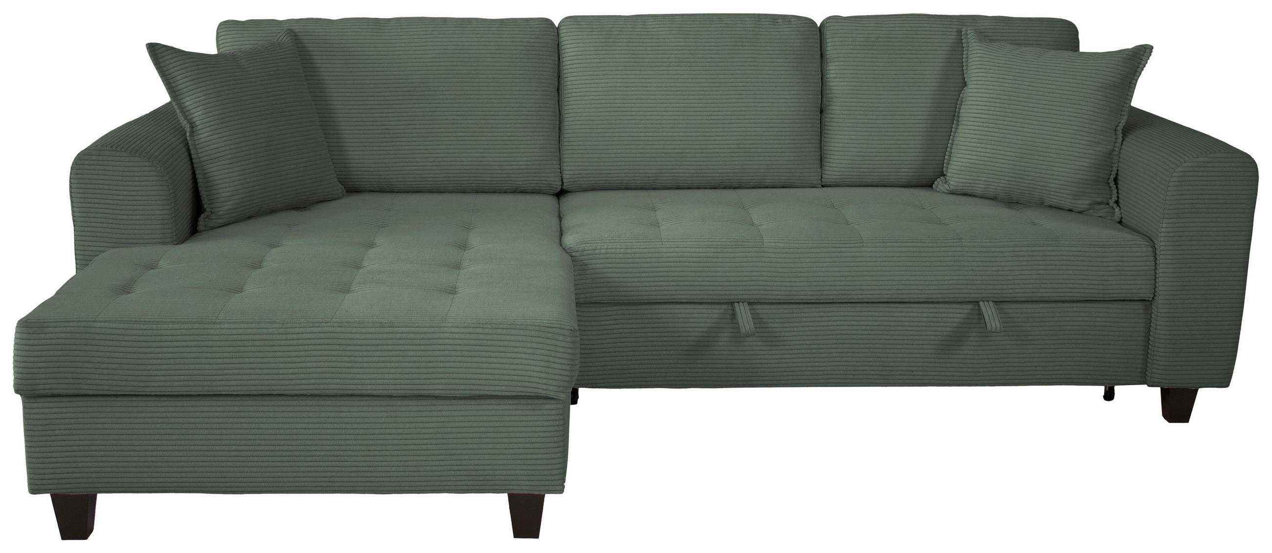 ECKSOFA MORITZ Dunkelgrün Cord Zierkissen, Bettkasten  - Dunkelgrün, Trend, Textil (155/265cm) - P & B