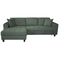 ECKSOFA MORITZ Dunkelgrün Cord Zierkissen, Bettkasten  - Dunkelgrün, Trend, Textil (155/265cm) - P & B