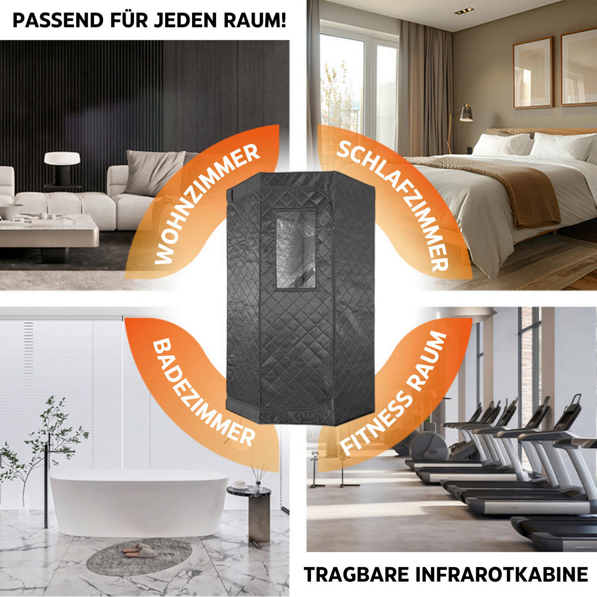 INFRAROTKABINE für 1 Personen  - Schwarz, KONVENTIONELL, Kunststoff (90/190/90cm) - Sanotechnik