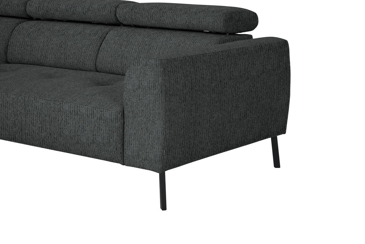ECKSOFA in Webstoff Anthrazit  - Anthrazit/Schwarz, Design, Textil/Metall (205/280cm) - MID.YOU