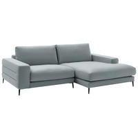 ECKSOFA in Velours Hellgrau  - Hellgrau/Schwarz, Design, Textil/Metall (253/177cm) - Dieter Knoll