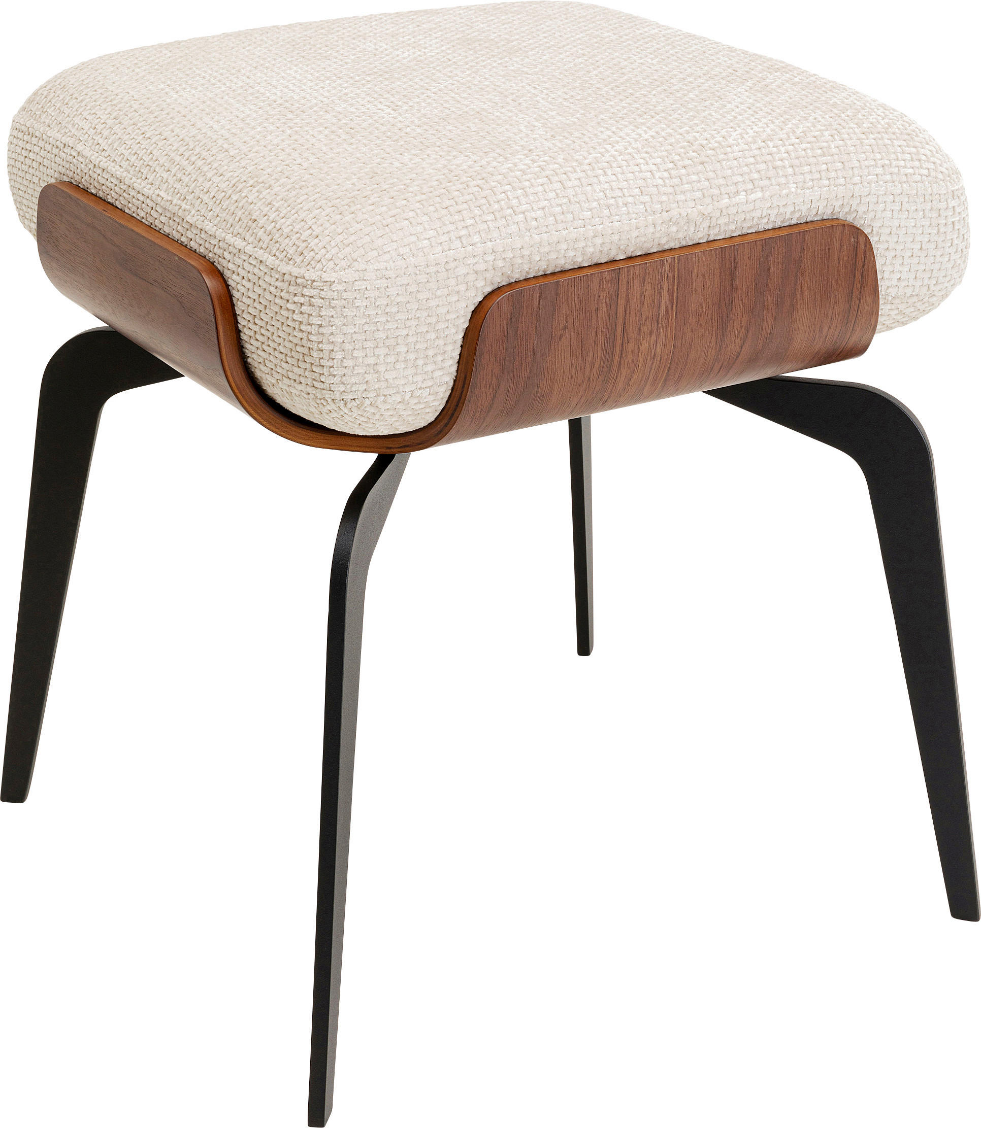 HOCKER Webstoff Buche Braun, Creme, Schwarz  - Creme/Schwarz, Design, Holz/Textil (45/50/45cm) - Kare-Design