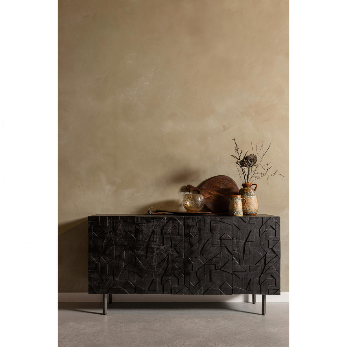 KOMMODE Counter, 160/83/40 cm,  - Schwarz, Design, Holz/Metall (160/83/40cm) - Livetastic