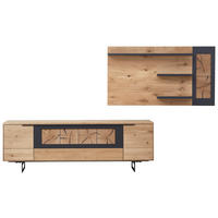 WOHNWAND  in Schwarz, Eichefarben  253,5/169,8/45,2 cm  - Eichefarben/Schwarz, Design, Holz/Metall (253,5/169,8/45,2cm) - Valdera