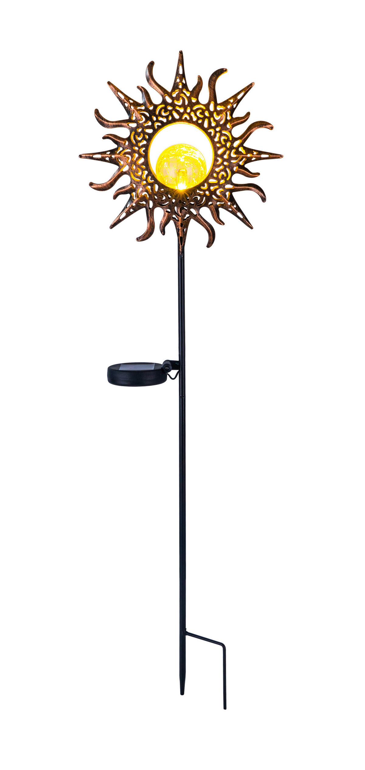 SOLÁRNE SVIETIDLO, 24,2/81,5 cm - čierna/bronzová, Basics, kov/plast (24,2/81,5cm) - Ambia Garden