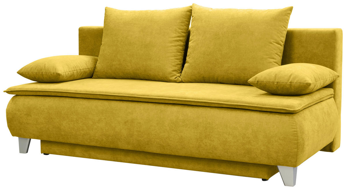 BOXSPRINGSOFA  mit Flachgewebe Gelb  - Gelb/Silberfarben, MODERN, Holz/Textil (208/100/106cm) - MID.YOU