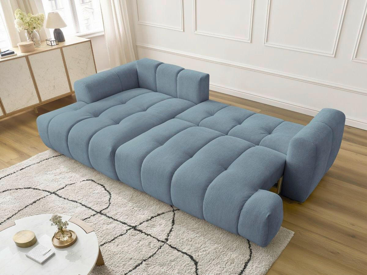 ECKSCHLAFSOFA FUJI Leinenoptik Hellblau  inkl.  - Schwarz/Hellblau, MODERN, Kunststoff/Textil (160/292cm)