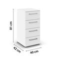 KOMMODE , 40/81/42 cm, 4 Schublade(n)  - Edelstahlfarben/Alufarben, Basics, Holzwerkstoff/Kunststoff (40/81/42cm) - Xora